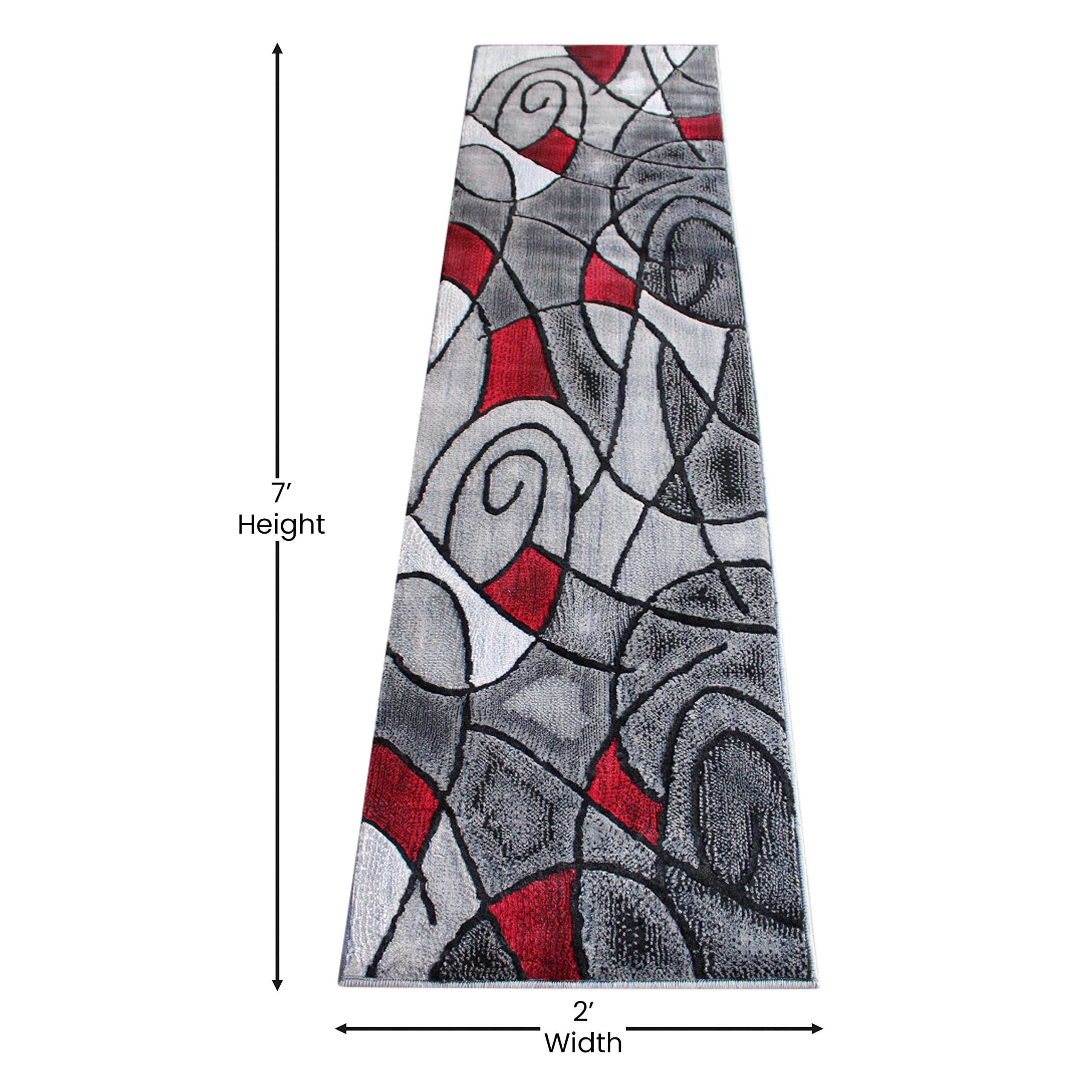 Flash Furniture Jubilee Collection Contemporary Area Rug - High Pile Red Olefin Rug - 2' X 7' Area Rug - Jute Backing - Hallway, Entryway, Bedroom, Living Room