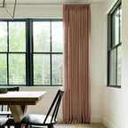 Twopages Orange Copper Linen Pinch Pleat Drape For Living Room, Window Treatment Curtain Panel Double Layer Room Darkening Light