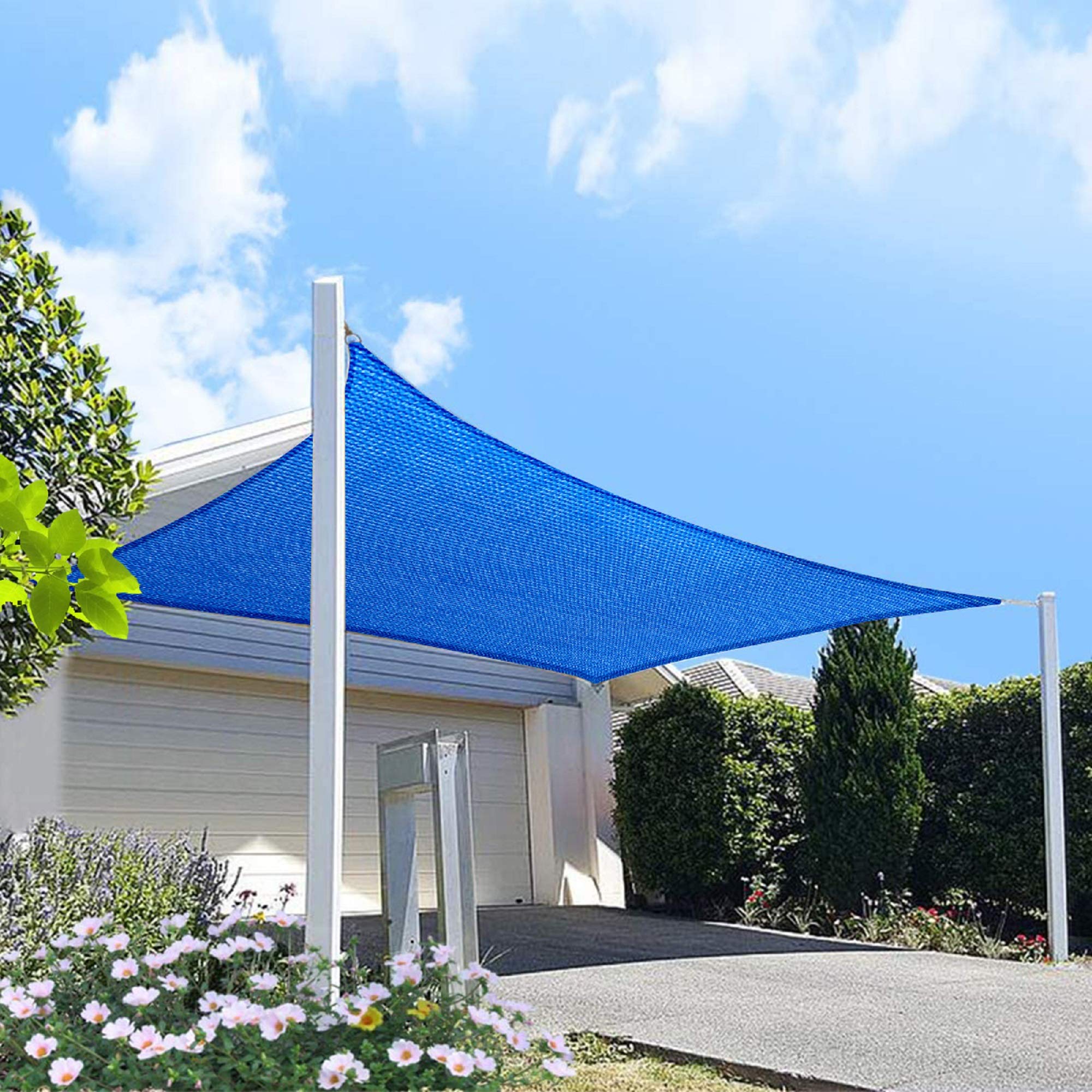 Homa 10' X 20' Blue Rectangle Sun Shade Sail Canopy, 95% Uv Blockage Awning Shelter Fabric Cloth Screen For Patio Outdoor Backya