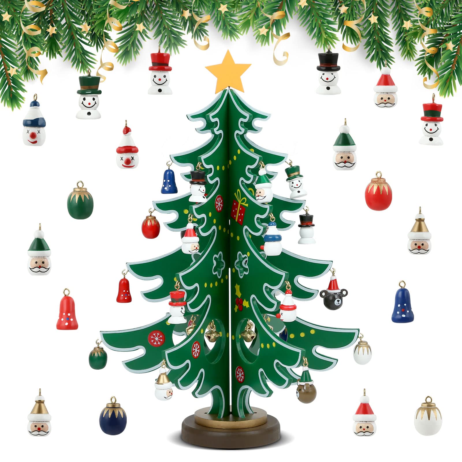 Lihao Christmas Advent Calendar 2024, 24 Days Countdown Christmas Tree Ornaments Surprise Advent Calendar Set With 24 Pcs Christ