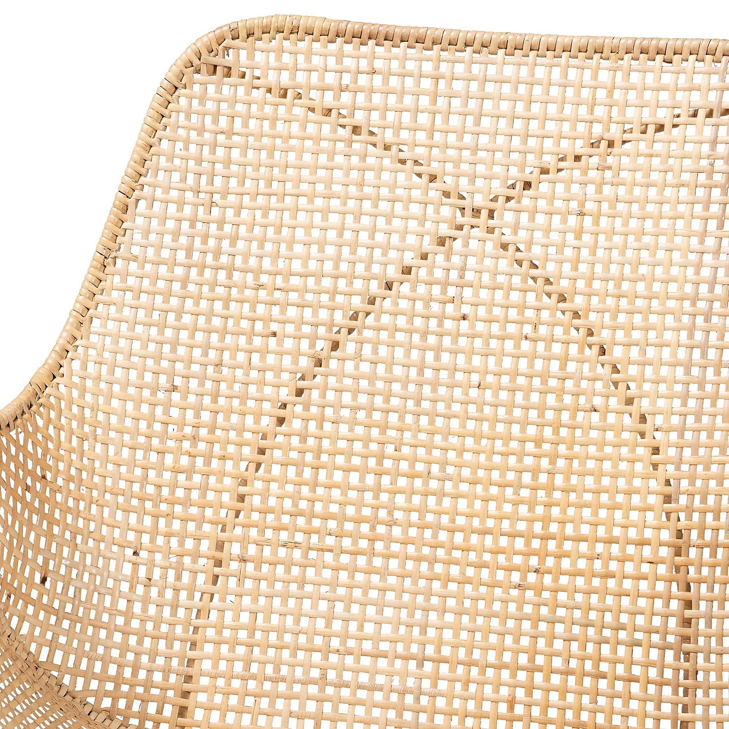 Baxton Studio Bali & pari Ballerina Japandi Natural Brown Finished Mahogany Wood and Rattan 2-Piece Dining Chair Set