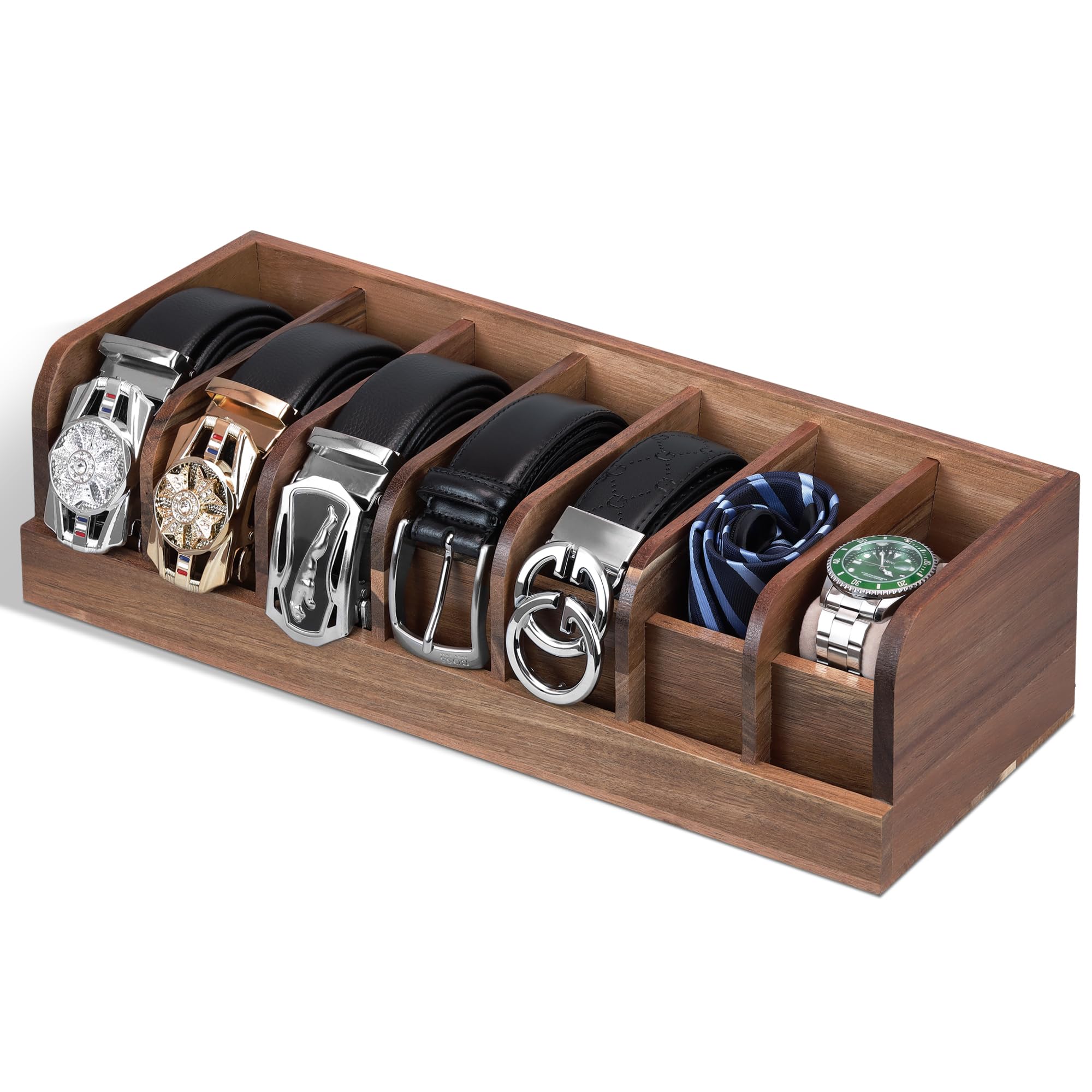 Belt Organizer, 7 Compartment Belt Holder Belt Hanger Closet And Belt Organizer For Drawer,Belt Rack, Belt Storage Organizer, Be