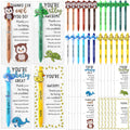 Sayglossy 24 Sets Inspirational Ballpoint Pens Gifts Bulk Funny Animal Customer Service Pens with Positive Bookmarks Employee Ap