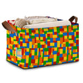 Colorful Building Blocks Storage Basket Large 17x11.5x10.5 IncheCollapsible Fabric Organizer Bin with Handles for Kids Room, To