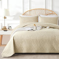 Akkialla Full/Queen Size Quilt Bedding Set,Beige Lightweight Microfiber Soft Bedspread,Modern Style Geoetric Pattern Coverlet Se