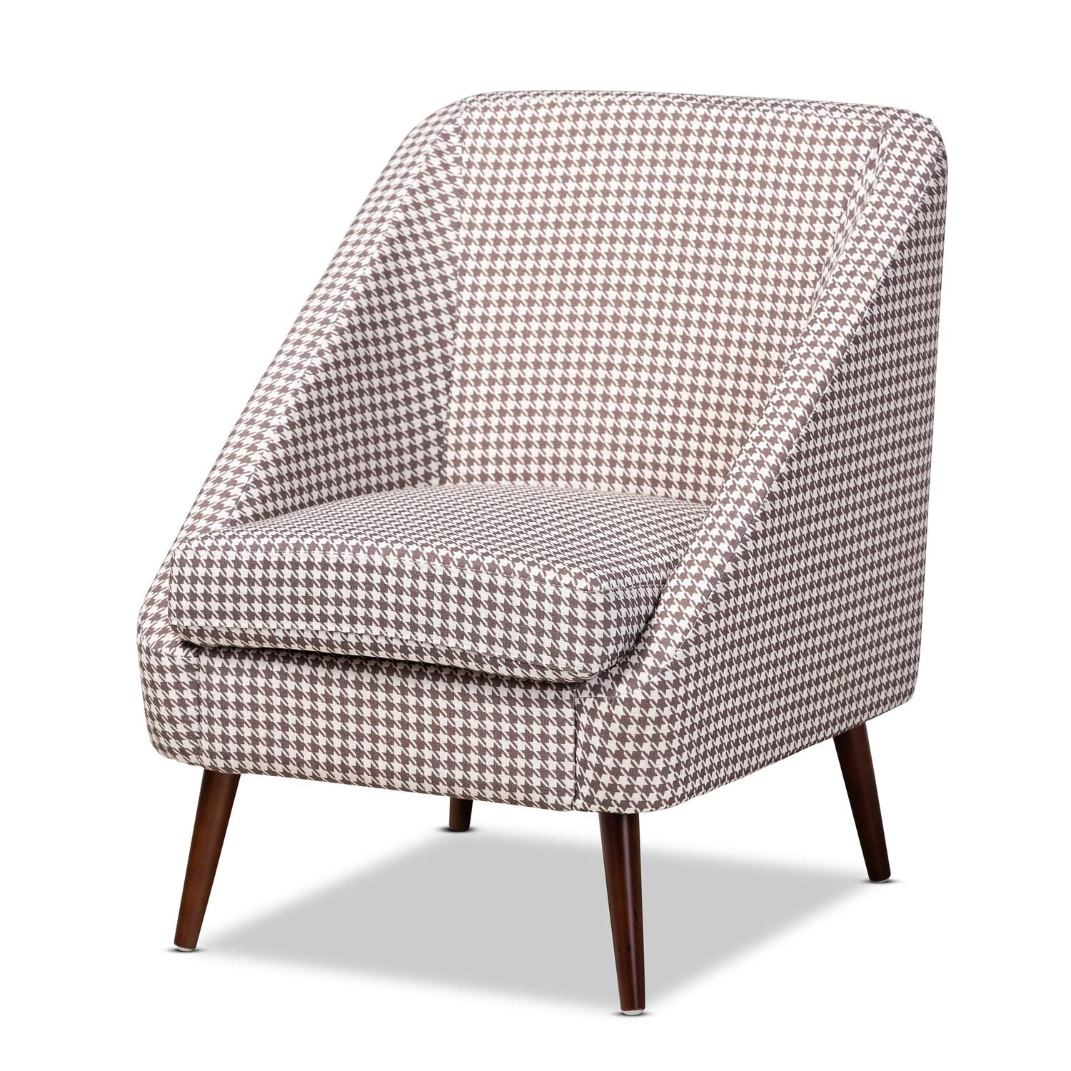 Baxton Studio Gia Modern and Contemporary Brown and White Houndstooth Accent Chair