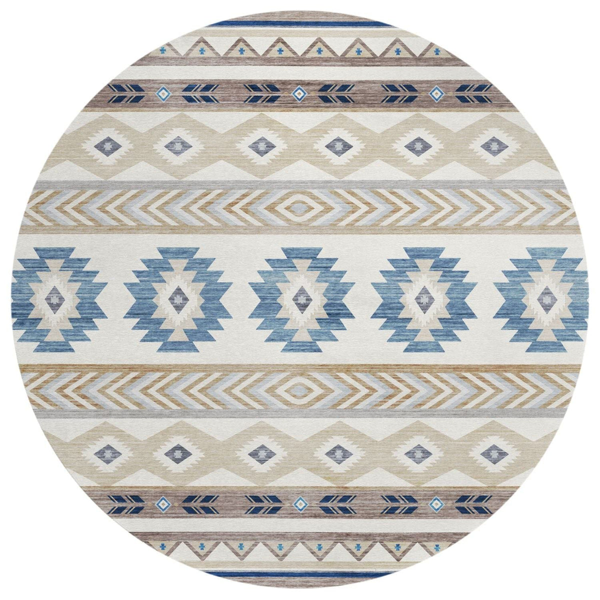 Phoenix Ph3 Ivory Southwestern Rug Round 8' X 8'