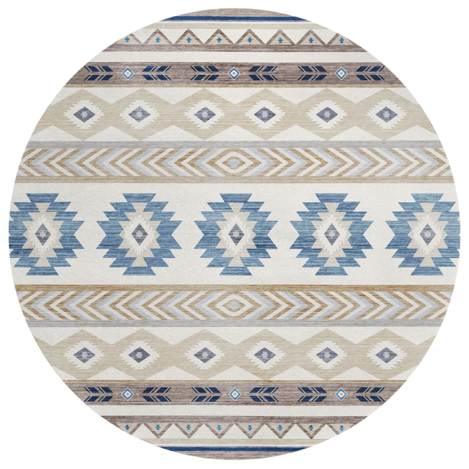 Phoenix Ph3 Ivory Southwestern Rug Round 8' X 8'