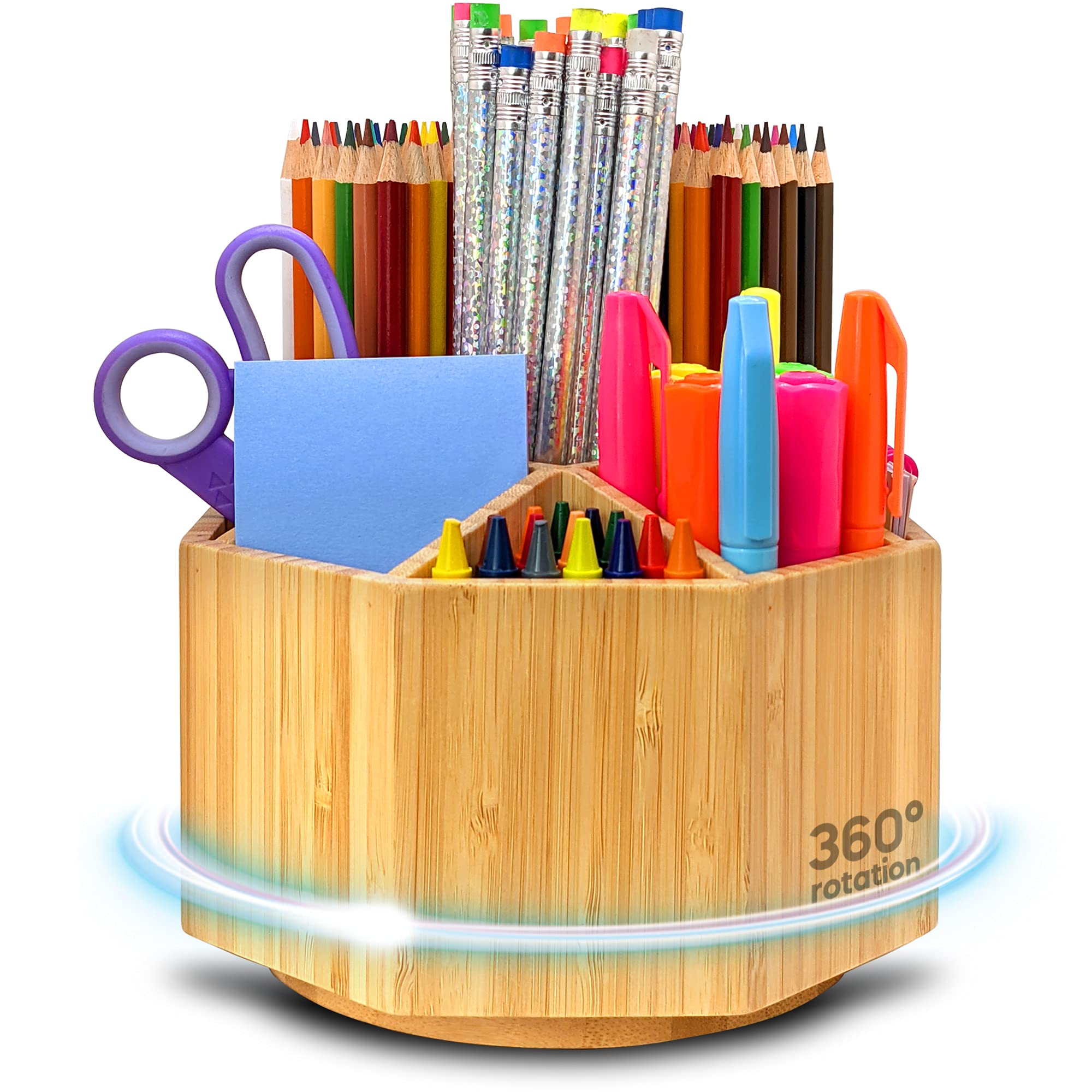 Pencil Organizer For Desk - Bamboo Desk Organizer - Pencil Holder For Kids - Kids Desk Organizer - Art Supply Organizer For Kids