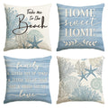 Avoin Colorlife Summer Take Me To The Beach Coral Starfish Throw Pillow Covers, 20 X 20 Inch Home Sweet Home Motto Blue Cushion