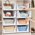 caktraie 4 Pack Stackable Closet Organizer Box - Stackable Storage Bins, Plastic Storage Basket Foldable Closet Storage Basket f