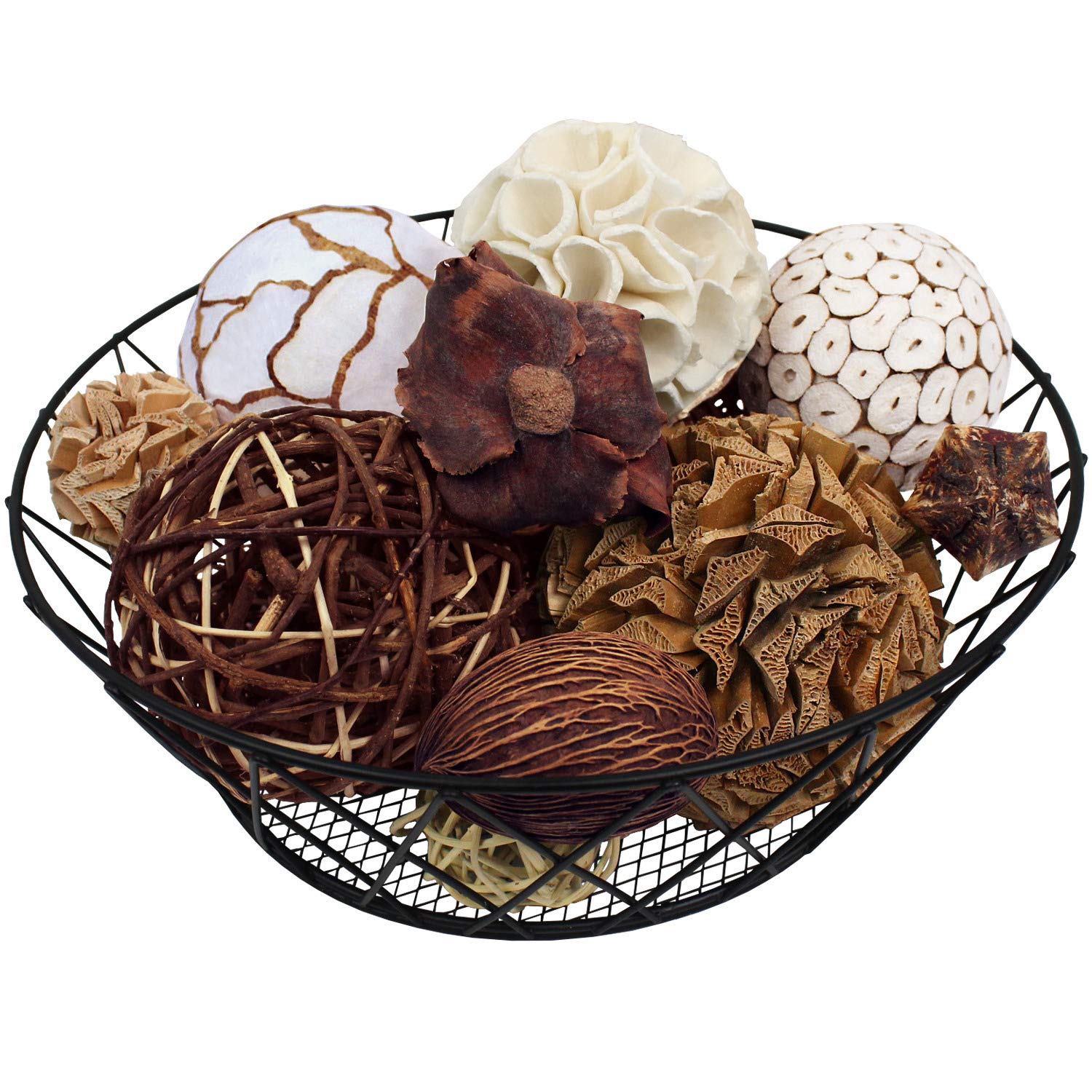Blue Donuts Decorative Balls For Centerpiece  Decorative Bowl Fillers, Assorted Rattan Wicker Balls Orb Grapevine Ball, Vase Fil