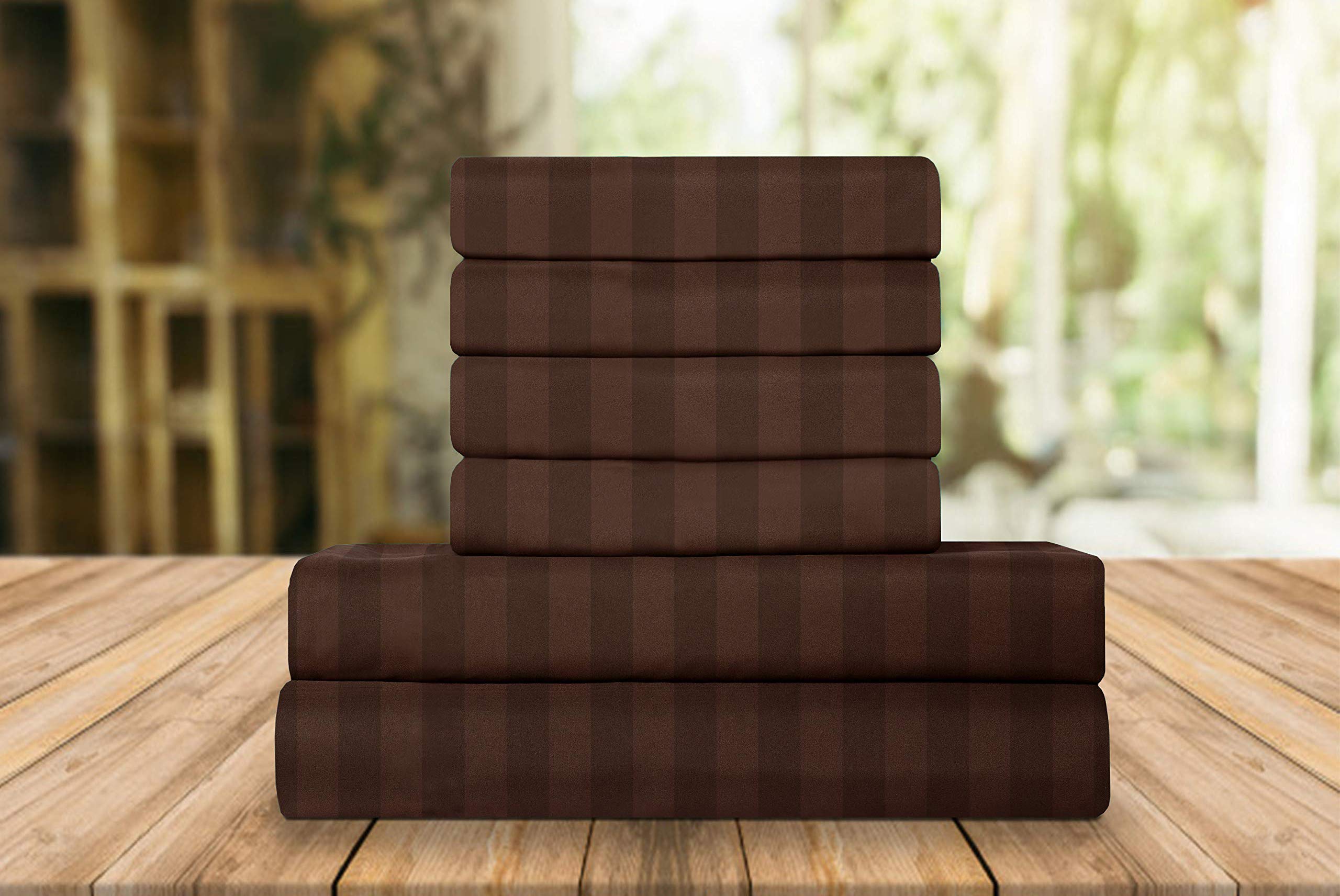 Elegant Comfort Luxury Soft Bed Sheets Dobby Stripe 1500 Premium Hotel Quality Microfiber Softness Wrinkle And Fade Resistant (6