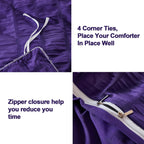 Avelom Dark Purple Duvet Cover Full(80 X 90 Inches), 3 Pieces (1 Duvet Cover, 2 Pillow Cases),Seersucker Tripe Soft Washed Microfiber Textured Duvet Cover Set With Zipper Closure, Corner Ties