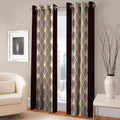 Kiara Creations Border Damas Printed Curtains for Long Door 8 Feet (Pack of 1) Brown