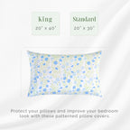 Elegant Comfort Ultra Soft Set Of 2 Floral Print Pillowcases - 1500 Premium Hotel Quality Microfiber, Soft And Smooth Envelope Closure 2-Piece Pillow Covers - King, Blue Laurel