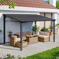 Aoxun 10 x 12 Lean to Gazebo, Hardtop Outdoor Pergola with Sloping Galvanized Steel Roof, Large Wall-Mounted Heavy Duty Awning