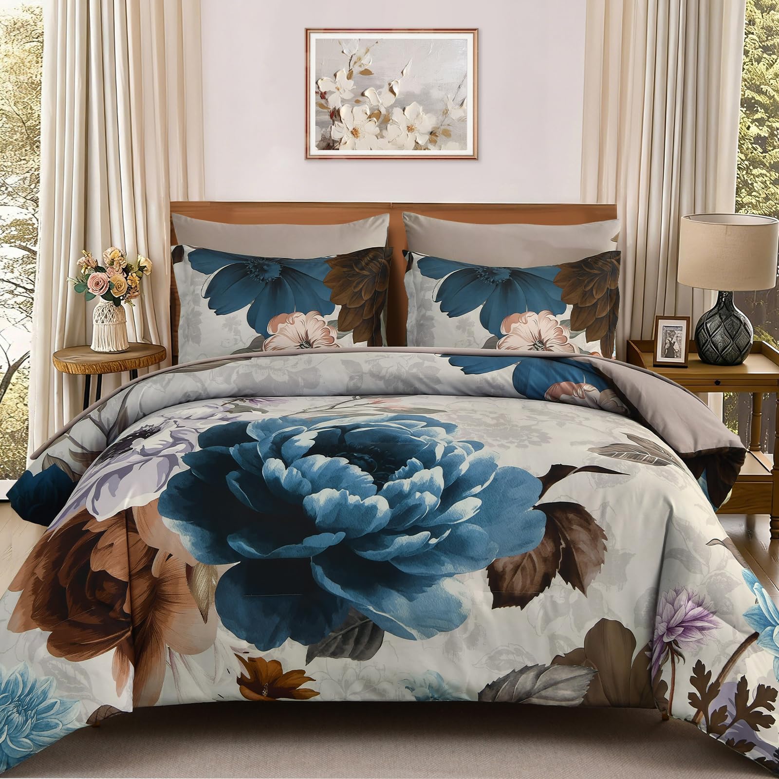 Wongs Bedding Floral Comforter Set Botanical Floral Bedding SetYs01Ab091681K7UA
