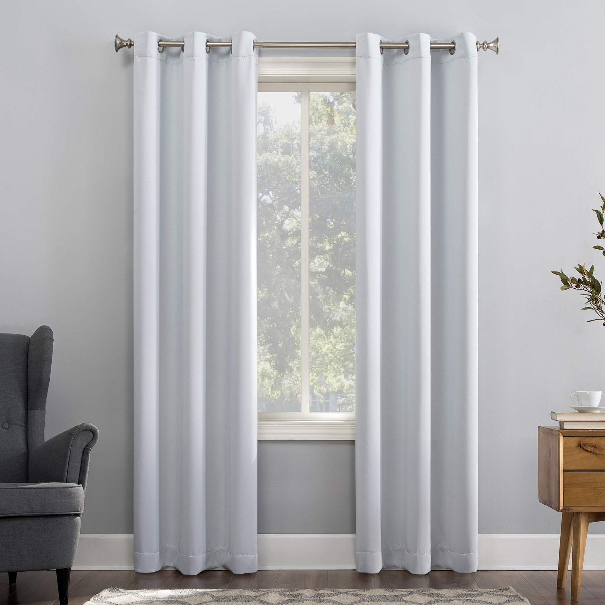 Sun Zero Easton Energy Saving Blackout Grommet Curtain Panel, 40' X 84', Dove White