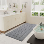 Homore 24X70 Inch Long Bathroom Rug, Grey Absorbent Microfiber Bathroom Runner Rug, Tpr Backing Non Slip Bath Rug For Bathroom,