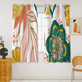 Tyrot Boho Floral 100% Blackout Curtains 45 Inch Long 2 Panels Mid Century Modern Botanical Grommet Thermal Insulated Room Darke