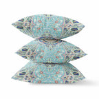 HomeRoots Aqua Brown 20â€ Aqua Blue Floral Geo Zippered Suede Throw Pillow