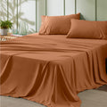Bedsure Full Size Sheet Sets - Soft Sheets For Full Size Bed, 4 Pieces Hotel Luxury Terracotta Sheets Full, Easy Care Polyester