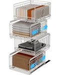 Ornestia 4 Pack Sliding Stackable Closet Organizer Storage Basket,White