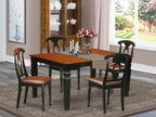 East West Furniture WEKE5-BCH-LC 5 Piece Kitchen Table & Chairs Set Includes a Rectangle Dining Room Table with Butterfly Leaf and 4 Faux Leather Upholstered Chairs, 42x60 Inch, Black & Cherry