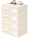 Criusia Beige Linen Closet Organizers and Storage, 8 Pack Foldable Mesh Window Large Linen Closet Baskets