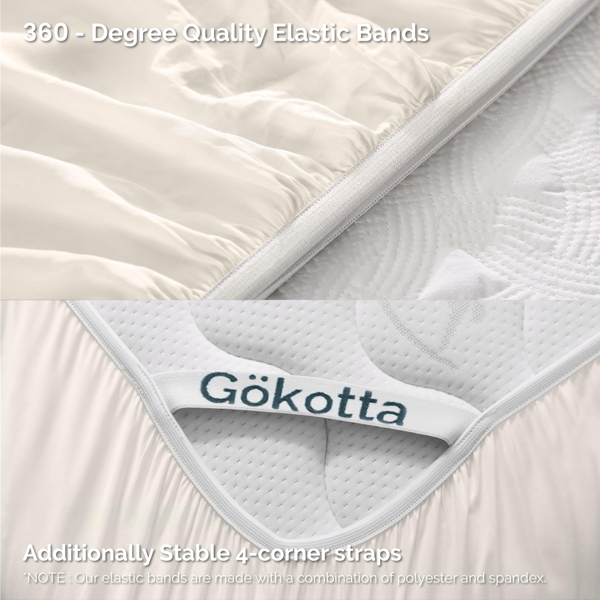 Gokotta Queen Fitted Sheet Only - 16 Inch Pocket, 100% Rayon Made From Bamboo Rayon, Super Soft And Cooling Bottom Sheet With El