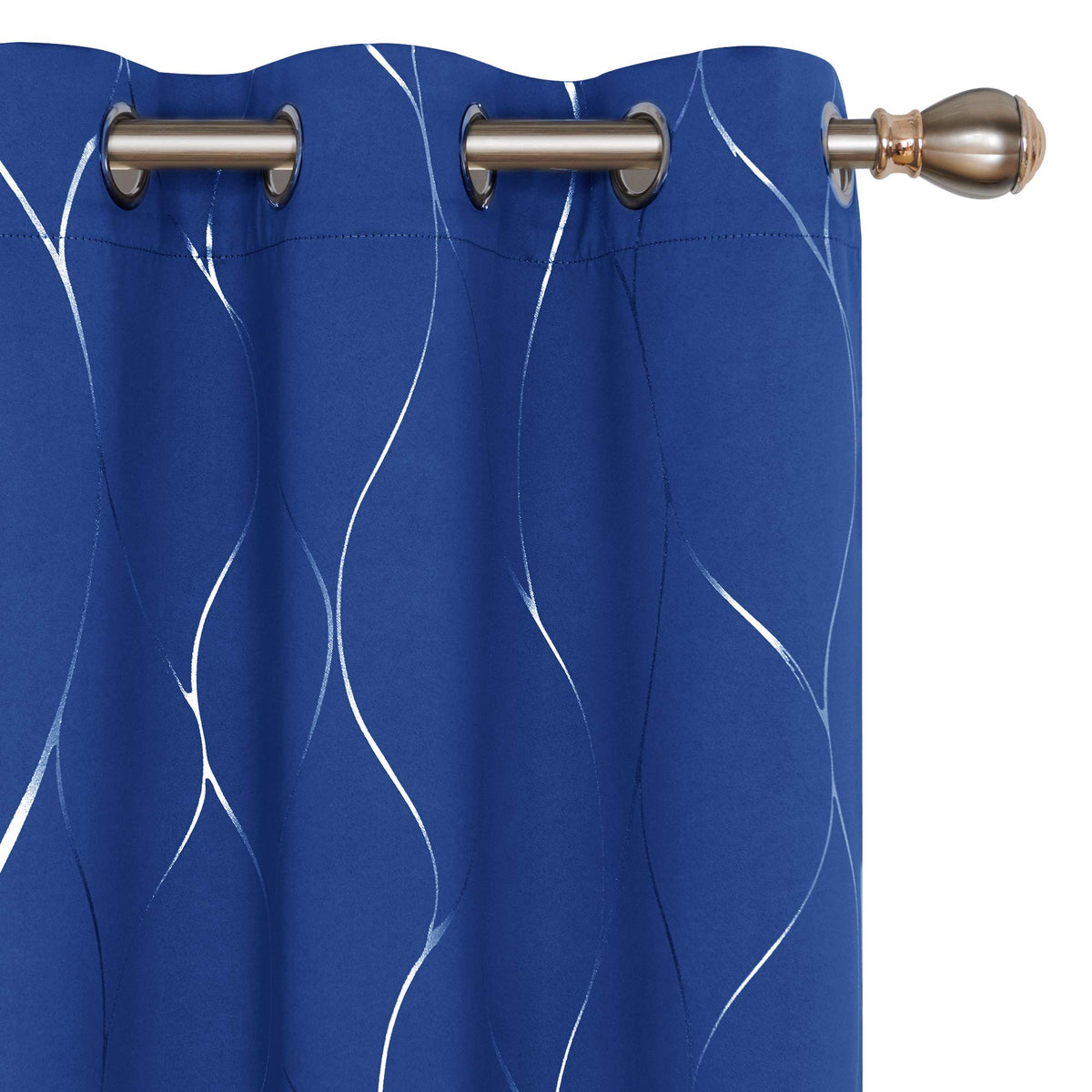 Deconovo Wave Printed Thermal Insulated Blackout Curtains_ Room Darkening Energy Efficient Panel_ Grommet Top Draperies For Kids