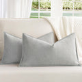Zwjd Light Gray Pillow Covers 12X20 Set Of 2 Chenille Pillow Covers With Elegant Design Soft And Luxurious Decorative Throw Pill