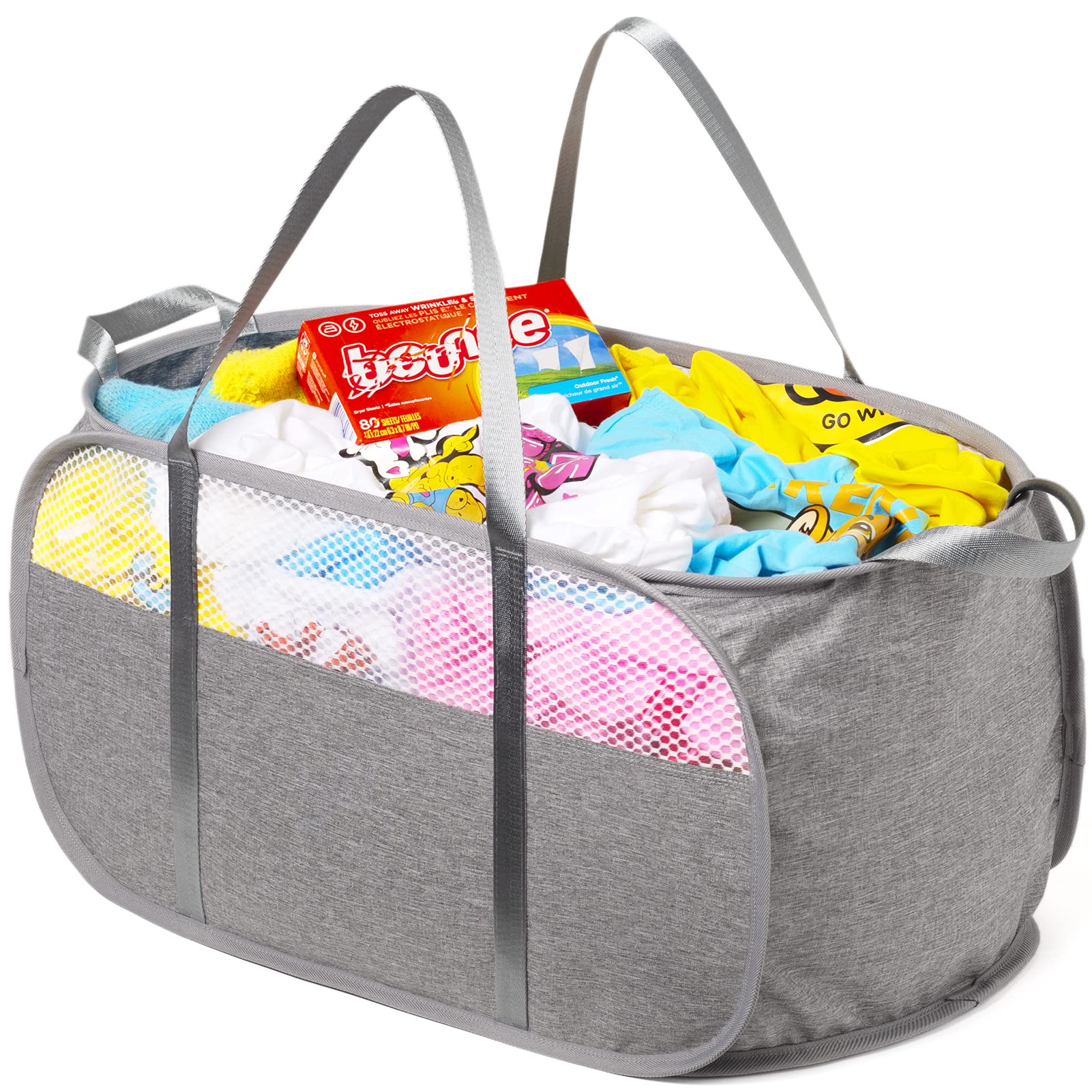 Fenlosi Tear Proof Pop Up Laundry Hampers, with Strong Handles Laundry Hamper, Easy to Carry & Go Up and Down Stairs, Honeycomb 