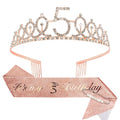CIEHER 5th Birthday Crown + Its My 5th Birthday Sash + Pearl Pin Set, 5th Birthday Decorations Girl 5th Birthday Gifts for Girl