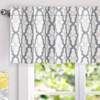 Driftaway Mason Geometric Trellis Pattern Window Curtain Valance Rod Pocket 52 Inch By 18 Inch Plus 2 Inch Header Gray