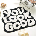 DyeFury Bath Mat - You Look Good, Cool Black and White Bathroom Rug, Non Slip, 27.5 x 20 inch