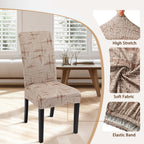 Searchi Printed Dining Room Chair Covers Set Of 4, Stretch Kitchen Chair Covers Washable Parsons Chair Slipcover Removable Dining Chair Protectors For Hotel,Ceremony (Brown Wireframe Texture)
