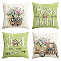 Avoin Colorlife Bless Our Home Eucalyptus Leaves Throw Pillow Covers, 18 X 18 Inch Spring Truck Cushion Case For Home Sofa Couch