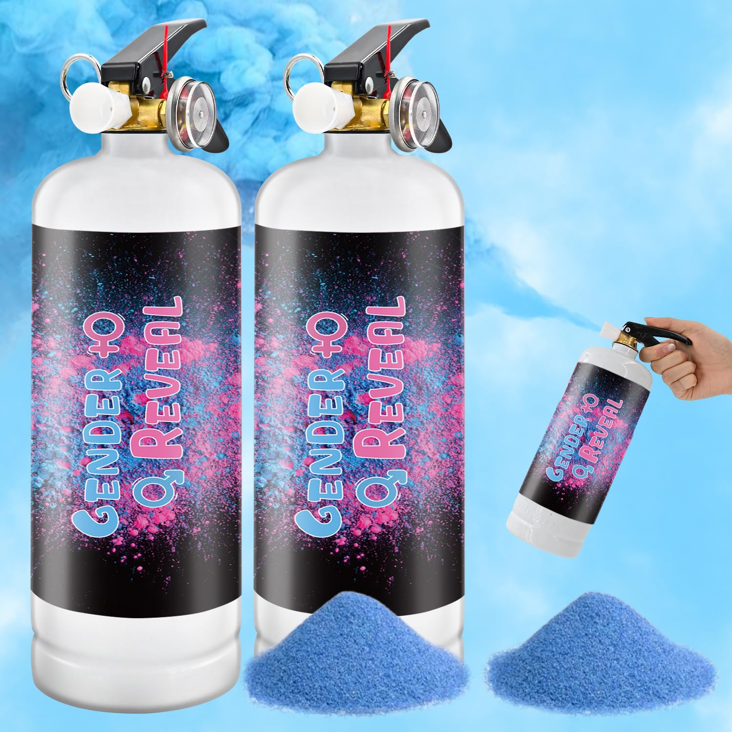 Gender Reveal Fire Extinguisher Pink or Blue 2Pack Large Gender Extinguishers Smoke Powder for Boy or Girl Baby Gender Reveal Id
