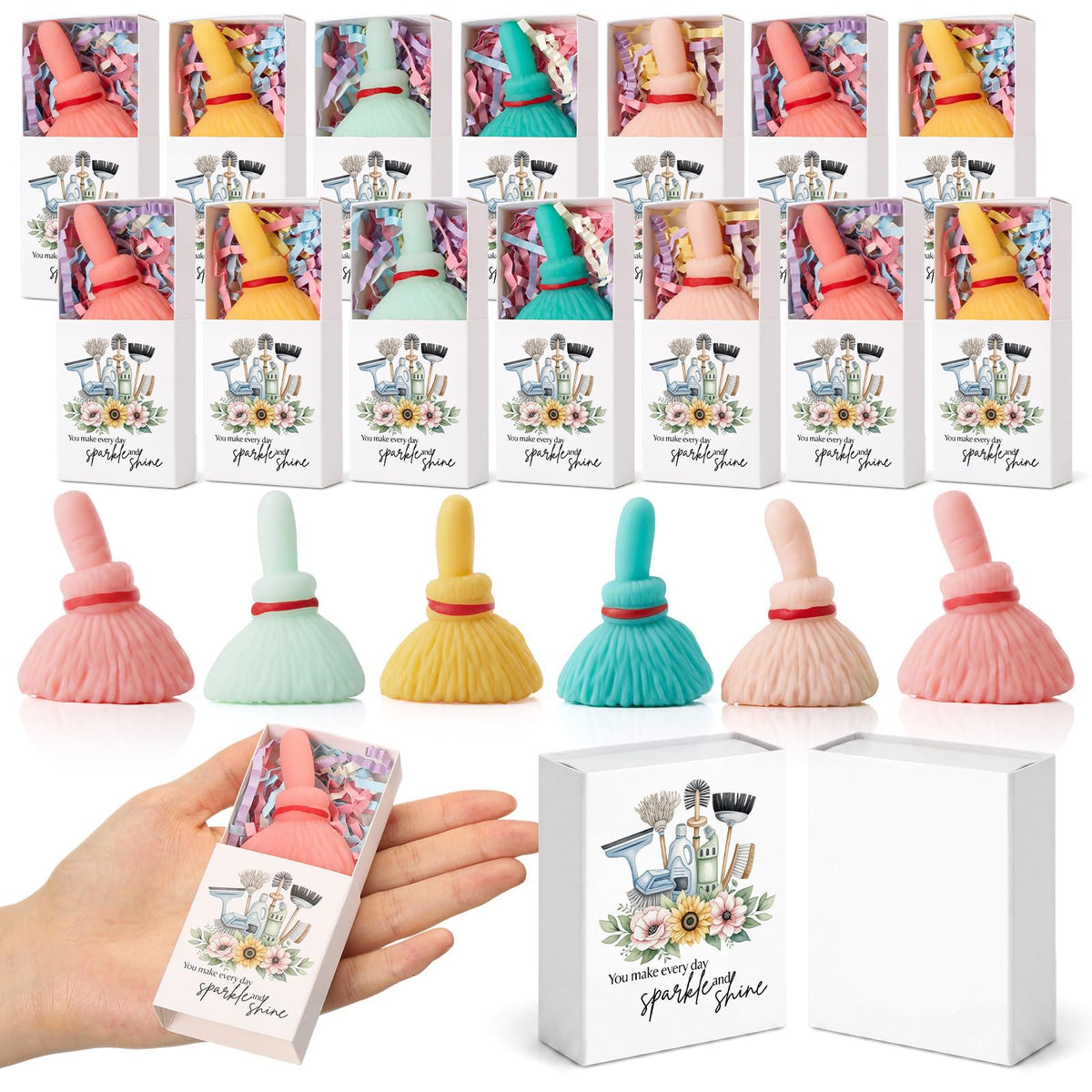 25 Sets Housekeeping Week Gifts Broom Toys with Appreciation Boxes