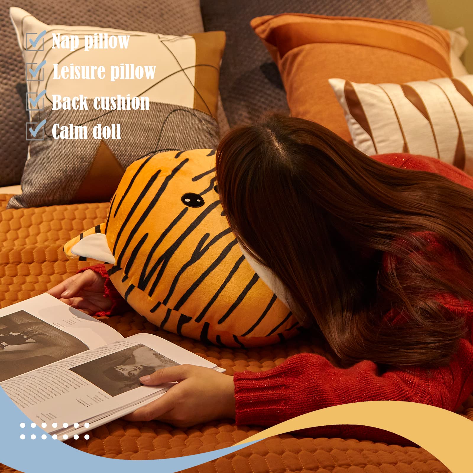 Cozyworld 15    Cute Tiger Plush Pillow Stuffed Animal Super Soft Sofa Cushion Plush Toy Car Trip Home Decors Birthday Valentine