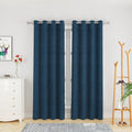 Curtains 80 Inches Long Kitchen Linen Textured Privacy Semi Sheer Navy Blue Living Room Divider Bedroom Drapes Sliding Glass Doo