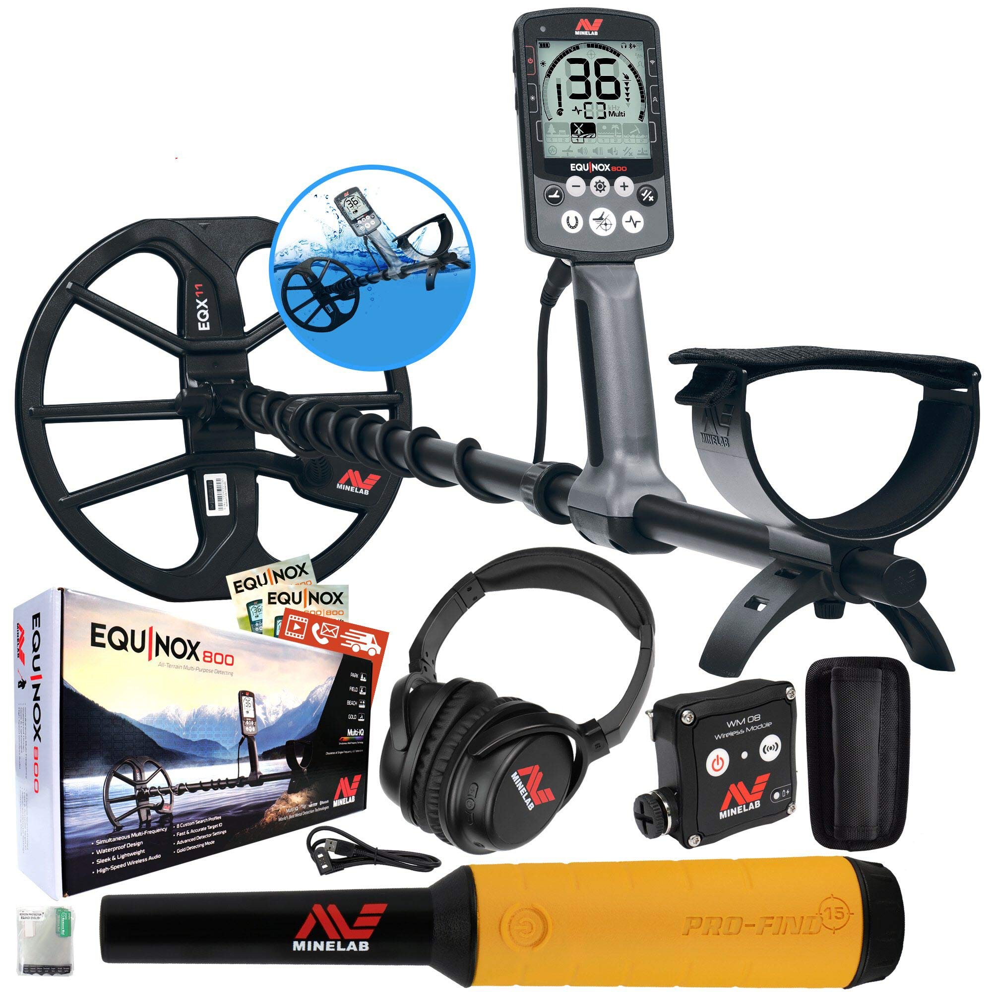 Minelab Equinox 800 Multi-Iq Underwater Metal Detector & Pro-Find 15 Pinpointer