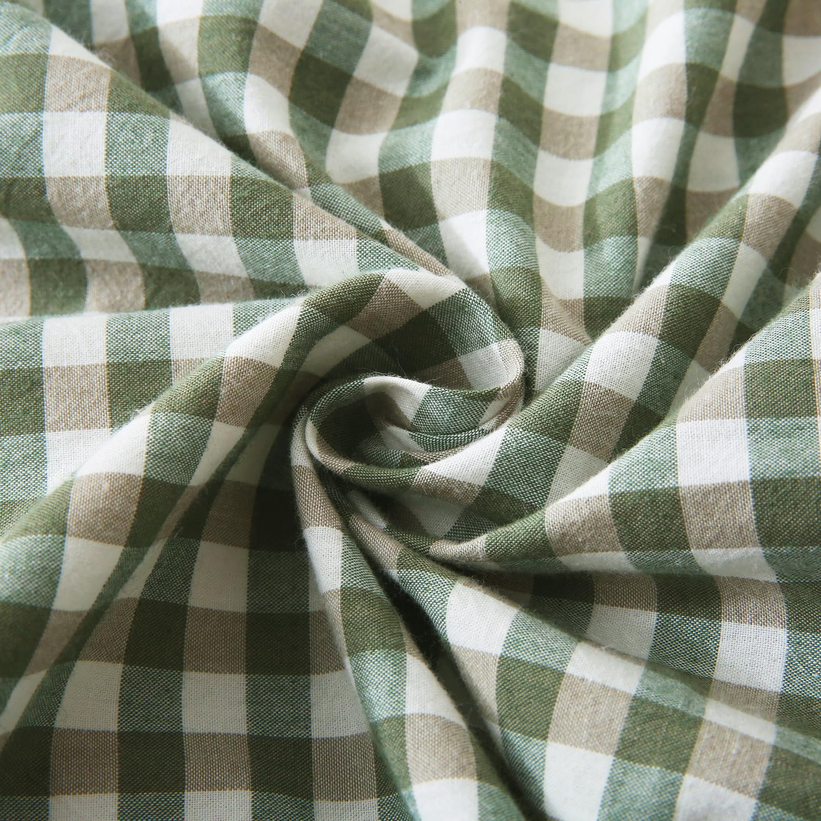 Mywinlle Sage Green Plaid Ruffle Euro Pillow Shams 26''X26'',2 Pack Vintage Checkered Washed Cotton Pillow Cases For Bed, Sofa,