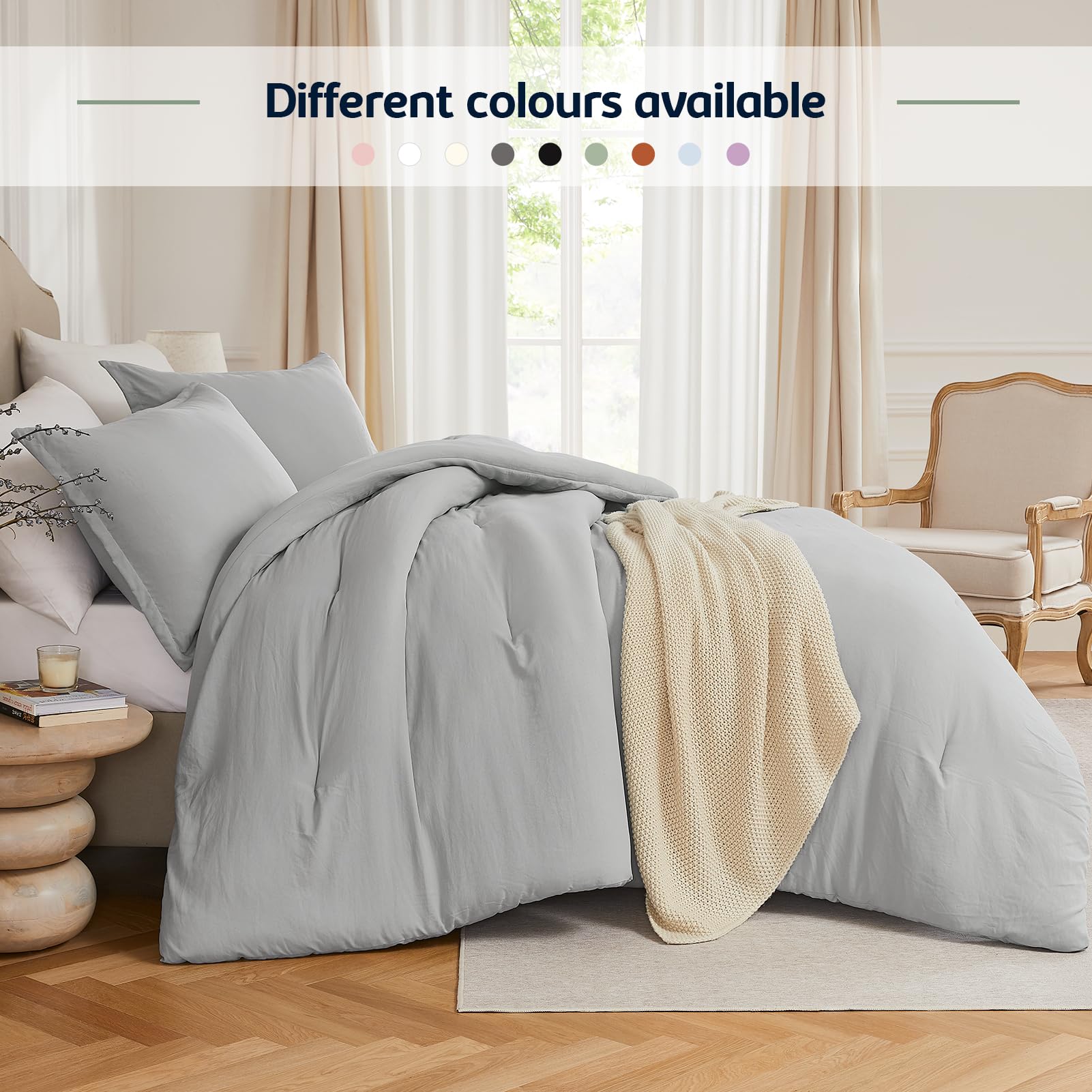 Quataly Twin Comforter Set Lightgrey,2Pcs Soft Lightweight Breathable Bedding Comforter Sets For All Season, Twin Size(68''  90'