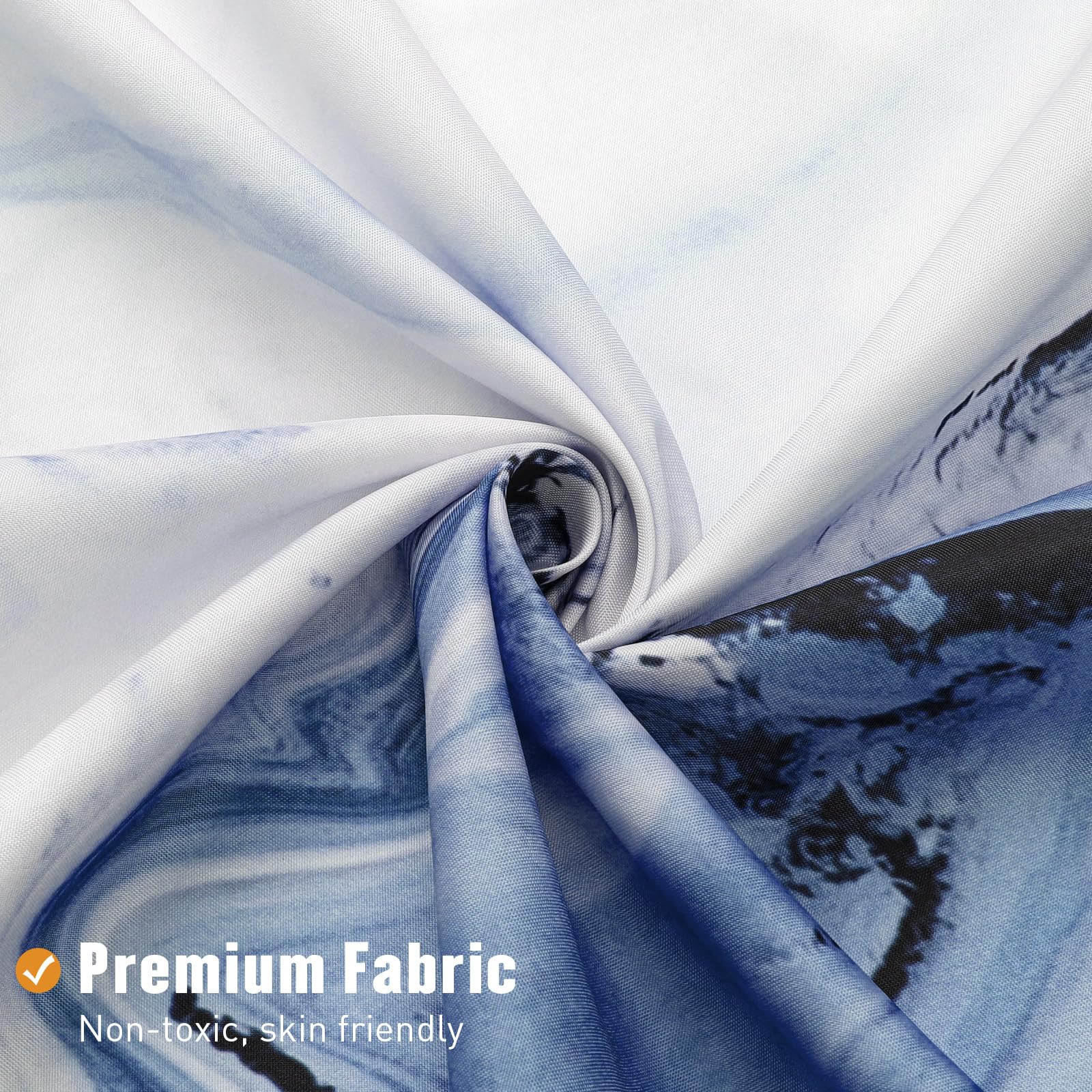 Mitovilla Blue Marble Shower Curtain, Modern Ombre Fabric Cloth Shower Curtains For Luxury Bathroom Decor, Abstract Watercolor S