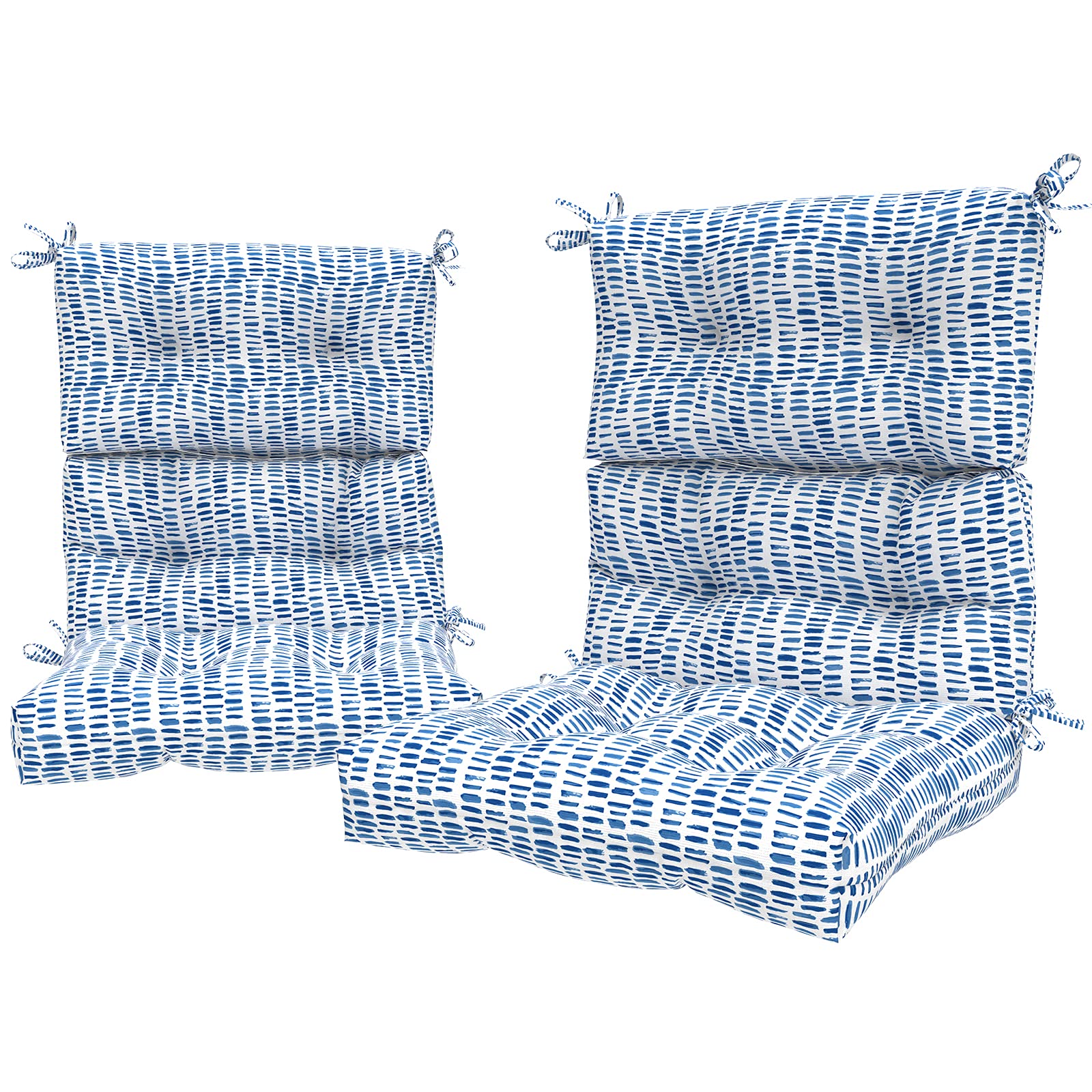 Lvtxiii Outdoor High Back Chair Cushions, Seasonal Replacement Adirondack Chair Cushion With Ties, Patio Waterproof Seat Cushion