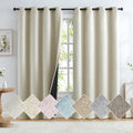 Natural Faux Linen Textured Full Blackout Curtain Panels For Bedroom/Living Room, Rustic Farmhouse Burlap Textured Look Thermal