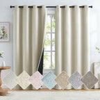 Total Blackout Natural Linen Curtains for Bedroom Living Room, Casual Farmhouse Burlap Texture 100% Light Blocking Energy Effici